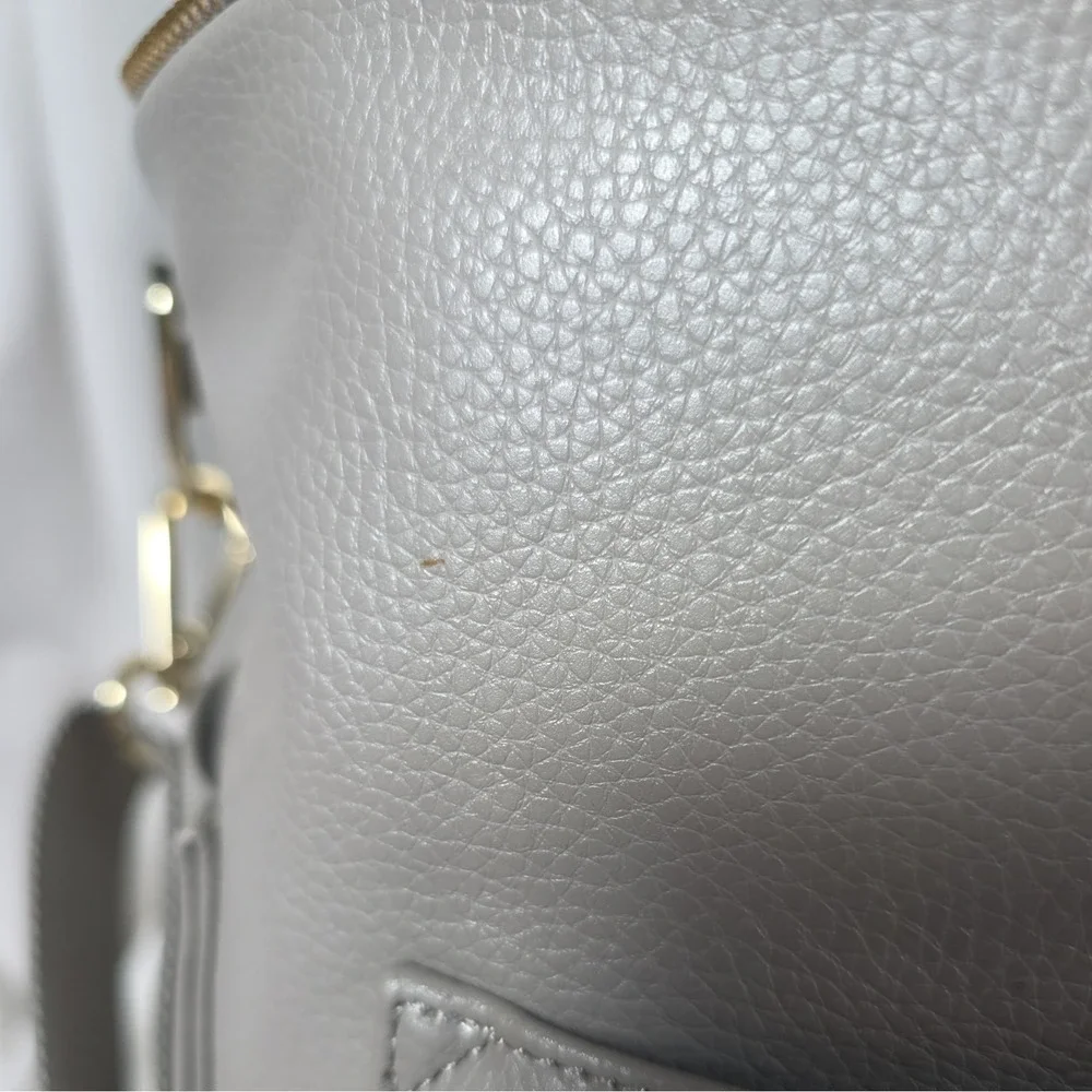 Fawn Design The Original Diaper Bag Gray Vegan Leather Convertible Backpack Tote
